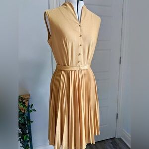 ✨Mad Men style vintage 1970s metallic gold cocktail dress